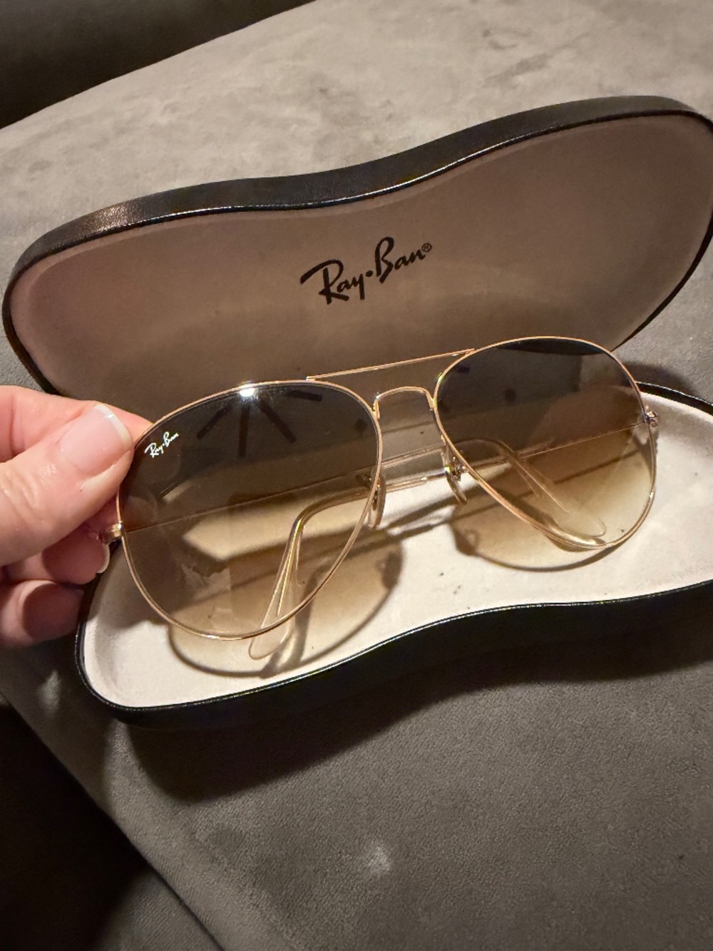 Ray Ban Large Aviators - Brown/Gold